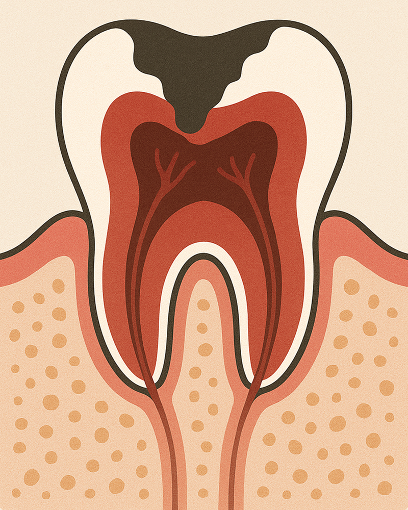 C3：神経に近づき、ズキズキした痛みが出てくる段階